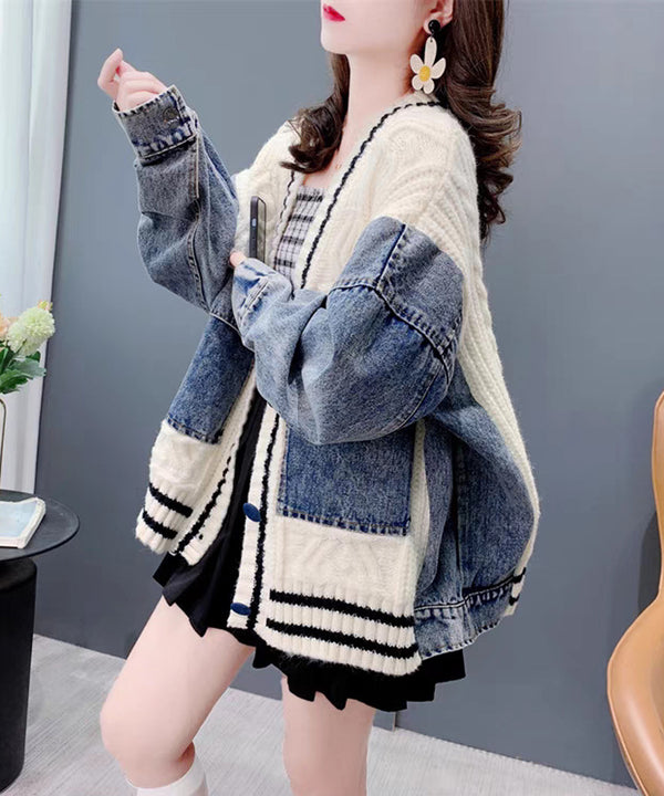 Denim patchwork cardigan